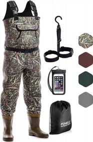 img 4 attached to Foxelli Camo Neoprene Chest Waders For Men & Women - Waterproof Bootfoot Hunting & Fishing Waders With Boots.