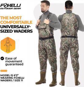 img 3 attached to Foxelli Camo Neoprene Chest Waders For Men & Women - Waterproof Bootfoot Hunting & Fishing Waders With Boots.