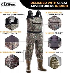 img 1 attached to Foxelli Camo Neoprene Chest Waders For Men & Women - Waterproof Bootfoot Hunting & Fishing Waders With Boots.