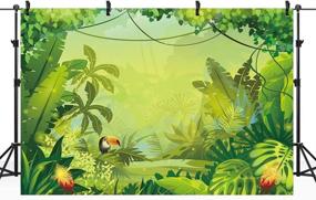 img 2 attached to Riyidecor Jungle Safari Backdrop: Green Forest Kids Photography Background - Perfect for Animal Themed Parties, Baby Showers, and Dessert Tables - 7Wx5H Feet Polyester Fabric - RY-HH8P