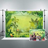 riyidecor jungle safari backdrop: green forest kids photography background - perfect for animal themed parties, baby showers, and dessert tables - 7wx5h feet polyester fabric - ry-hh8p логотип