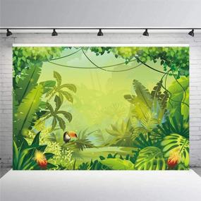 img 3 attached to Riyidecor Jungle Safari Backdrop: Green Forest Kids Photography Background - Perfect for Animal Themed Parties, Baby Showers, and Dessert Tables - 7Wx5H Feet Polyester Fabric - RY-HH8P