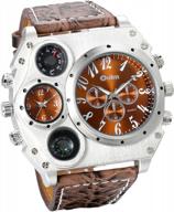 jewelrywe military watch for men 2 time zone big quartz watch mens leather wrist watch cool casual sports wirstwatch logo