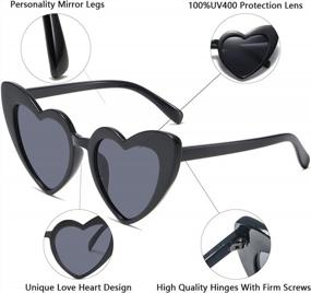 img 3 attached to Heart-Shaped Cat Eye Sunglasses For Women In Vintage Mod Style, Retro Glasses With UV400 Protection