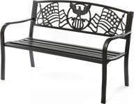gardenised steel outdoor patio garden park bench with cast iron american flag backrest, black logo