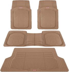 img 4 attached to 🚗 Motor Trend Premium FlexTough Plus All-Protection DeepDish Front &amp; Rear Mats with Trunk Cargo Liner - Combo Set - Enhanced All-Weather Traction Grips, Beige
