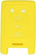 segaden silicone cover protector case holder skin jacket compatible with cadillac chevrolet 5 button smart remote key fob cv2770 yellow logo