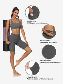 img 1 attached to High-Waist Biker Shorts For Women With Pockets - 8”/4” Compression Yoga Workout And Running Shorts By Lingswallow