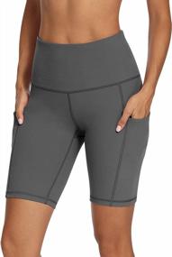 img 3 attached to High-Waist Biker Shorts For Women With Pockets - 8”/4” Compression Yoga Workout And Running Shorts By Lingswallow
