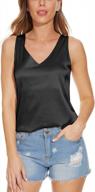 chic and comfy: miqieer women's v neck satin tank top for casual attire logo