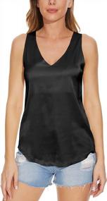 img 3 attached to Chic And Comfy: Miqieer Women'S V Neck Satin Tank Top For Casual Attire