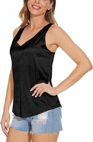 img 1 attached to Chic And Comfy: Miqieer Women'S V Neck Satin Tank Top For Casual Attire