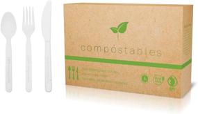 img 4 attached to 300-Piece Set of Sustainable, Biodegradable Utensils - 100 Forks, 100 Spoons, 100 Knives - Eco-Friendly Disposable Cutlery Made from Plant-Based Materials