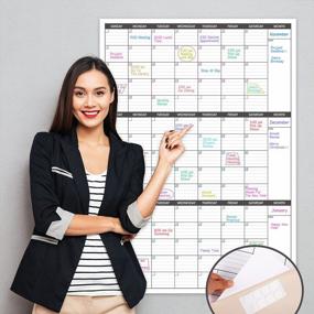 img 3 attached to Large Dry Erase Calendar For Wall - 3 Month Vertical Wall Calendar, Blank Reusable Monthly Quarterly Calendar Planner Undated, 27.8" X 41" Whiteboard Calendar, Laminated Organizer For Home, Office, Classroom