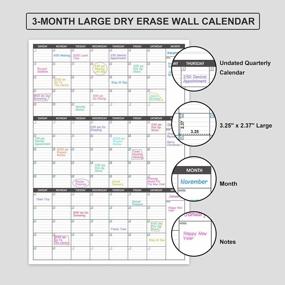 img 2 attached to Large Dry Erase Calendar For Wall - 3 Month Vertical Wall Calendar, Blank Reusable Monthly Quarterly Calendar Planner Undated, 27.8" X 41" Whiteboard Calendar, Laminated Organizer For Home, Office, Classroom