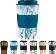 double walled, leakproof travel mug - keep your coffee hot on the go, anytime! 12 oz, blue color логотип