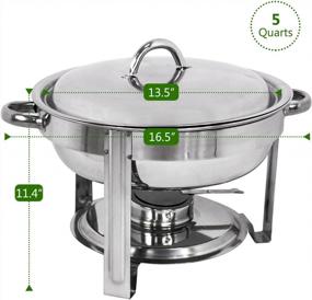 img 2 attached to 5 Quart Round Stainless Steel Chafing Dish Set Of 4 With Fuel Holder For Buffet Catering Party Events Warmer Serving Utensils.