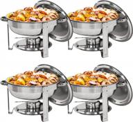 5 quart round stainless steel chafing dish set of 4 with fuel holder for buffet catering party events warmer serving utensils. logo