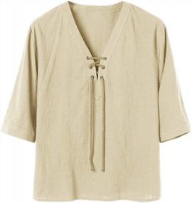 img 1 attached to 👗 Cotton Casual Sleeve Drawstring Lace Up: Stylish and Comfortable Attire for a Relaxed Look