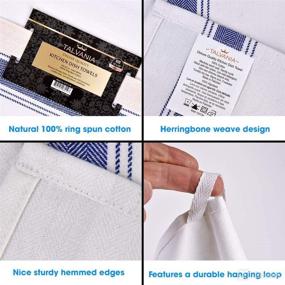 img 1 attached to 🧺 Talvania Kitchen Dish Towels - 100% Cotton White Flour Sack Tea Cloth with Blue Herringbone Stripe, Pack of 12, 15” x 25” - Ideal Dish Towels for Bars, Kitchens, Counters &amp; More - Perfect Classic Dishcloth