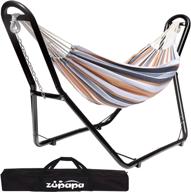 zupapa hammock with stand 2 person, upgraded steel hammock frame and polycotton hammock, 550lbs capacity for indoor outdoor use (coffee gray ripples) логотип