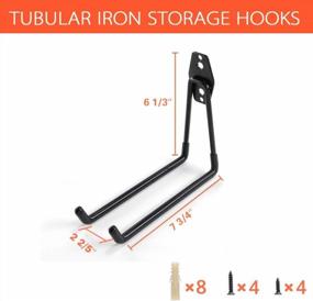 img 3 attached to Ihomepark Heavy Duty Garage Storage Utility Hooks For Ladders & Tools, Wall Mount Garage Hanger & Organizer - Tool Holder U Hook With Anti-Slip Coating (4 Pack, Black)