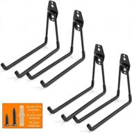 ihomepark heavy duty garage storage utility hooks for ladders & tools, wall mount garage hanger & organizer - tool holder u hook with anti-slip coating (4 pack, black) logo