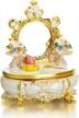 yu feng mini jeweled enameled dresser trinket box with mirror: perfect for collectible jewelry and rings logo