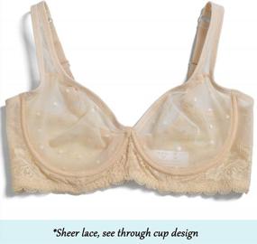 img 1 attached to Plus Size Lace Mesh Bra With Sheer Coverage And Minimal Padding - Sexy Unlined And Unpadded Bralette For Women By YANDW