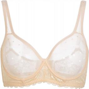 img 4 attached to Plus Size Lace Mesh Bra With Sheer Coverage And Minimal Padding - Sexy Unlined And Unpadded Bralette For Women By YANDW