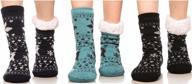 cozy winter women's slipper socks: fleece-lined, anti-skid, and perfect for indoors - 3 pairs, ideal christmas gift logo