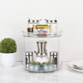img 2 attached to Ambergron 2-Tier Lazy Susan: 9” Turntable Cabinet Organizer For Spice, Fridge, Kitchen & Bathroom Storage
