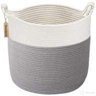🧺 high-quality cotton rope basket with handle for baby laundry, toy storage, blankets & nursery - soft woven storage bins - 15'' × 15'' × 14.2'' logo