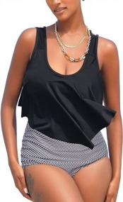 img 4 attached to Get Beach-Ready With MarinaPrime Womens Two Piece High-Waist Tankini Sets