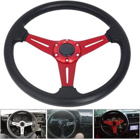img 2 attached to 🏎️ YEHICY 13.8 Inch Auto Racing Steering Wheel Quick Release 6 Bolt Flat Drifting | Universal Car Sport Steering Wheel | PU Leather & Aluminum Spokes | with Horn Button