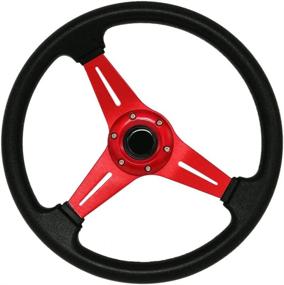 img 3 attached to 🏎️ YEHICY 13.8 Inch Auto Racing Steering Wheel Quick Release 6 Bolt Flat Drifting | Universal Car Sport Steering Wheel | PU Leather & Aluminum Spokes | with Horn Button
