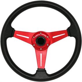 img 4 attached to 🏎️ YEHICY 13.8 Inch Auto Racing Steering Wheel Quick Release 6 Bolt Flat Drifting | Universal Car Sport Steering Wheel | PU Leather & Aluminum Spokes | with Horn Button