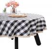 nobildonna 55inch gingham checkered tablecloth, black & white checker, round lace polyester tablecloth logo