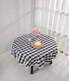 img 3 attached to Nobildonna 55Inch Gingham Checkered Tablecloth, Black & White Checker, Round Lace Polyester Tablecloth