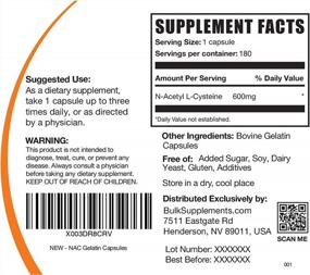 img 3 attached to Immune Boosting Antioxidant Supplement - 6-Month Supply Of NAC Capsules (N-Acetyl L-Cysteine) From BulkSupplements.Com - Gluten-Free And Filler-Free With 600Mg Per Serving (180 Capsules)
