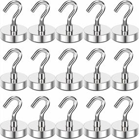 img 4 attached to 25Lbs Heavy Duty Neodymium Magnetic Hooks, 15Pcs Cruise Essentials Hanging Magnets For Refrigerator, Kitchen, Home & Workplace By MIKEDE