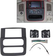 🔌 ecotric double din stereo dash kit with wiring harness, antenna adapter for 2002-2005 dodge ram 1500 2500 3500 in black logo