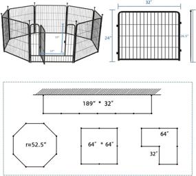 img 2 attached to 🐶 Прочная складная переносная вольер для животных из 8 секций: с блокируемой дверью, высотой 24 дюйма - идеальный вольер на открытом воздухе для собак.