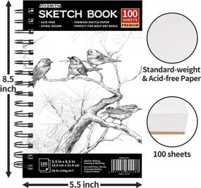 img 2 attached to Sketch Book 100 Sheets (68 Lb/100Gsm) - Durable Acid-Free Drawing Paper Spiral Bound Artist Sketch Pad For Kids, Beginners, Artists, And Professionals - Bright White FIXSMITH 5.5"X8.5