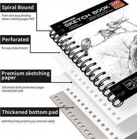 img 3 attached to Sketch Book 100 Sheets (68 Lb/100Gsm) - Durable Acid-Free Drawing Paper Spiral Bound Artist Sketch Pad For Kids, Beginners, Artists, And Professionals - Bright White FIXSMITH 5.5"X8.5