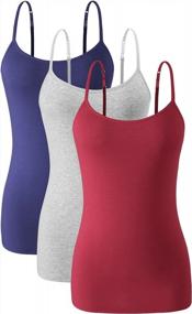 img 4 attached to Women'S Cotton Camisole Shelf Bra Cami Tank Tops 3-Pack With Adjustable Spaghetti Straps