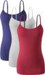 women's cotton camisole shelf bra cami tank tops 3-pack with adjustable spaghetti straps logo