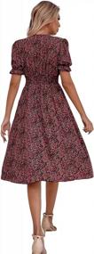 img 3 attached to Women'S Boho Floral V Neck Dress Puff Sleeve Shirred A Line Midi Dresses By SweatyRocks