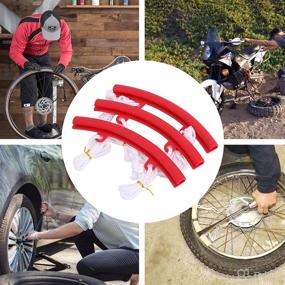 img 3 attached to 🔴 ASOOLL 2021 New Tire Rim Protector Set: Lengthened 3-Piece Kit for Motorcycle, Off-Road Vehicle, ATV, and Bicycle Tire Replacement with Tire Removal Edge Protector (Red)