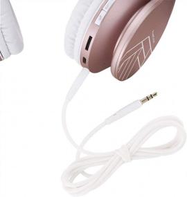 img 2 attached to Wireless Over Ear Bluetooth Headphones In Rose Gold With Hi-Fi Stereo, Soft Memory Foam Earmuffs, Built-In Mic & Wired Mode - Compatible With IPhone, Android, PC, And Laptops - PowerLocus Headphones